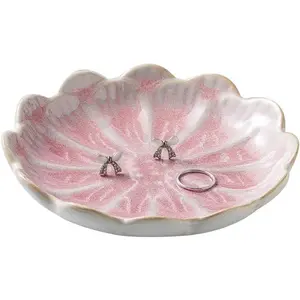 jewelry dish, flower shape ring dish, pink earring tray, cute jewelry holder, key bowl, flower pink