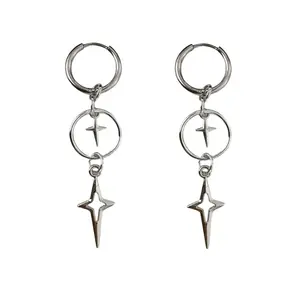 Star Long Dangle Drop Earrings for Men Women,Streetwear Hip Hop Unisex Style