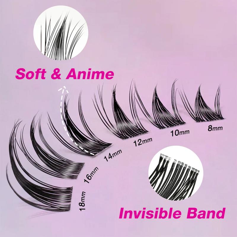 veyesbeauty Manga Lashes Invisible Dramatic Volume Cluster Lashes Individual Lash Extensions Layered Fluffy Eyelashes Lash DIY Makeup- Salon Daily
