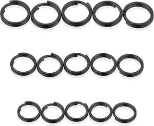 Titanium Key Ring, 10/12/15mm Jump Rings Small Black Keychain Rings for Necklaces, Keys, Jewelry Attachment(15Pcs)
