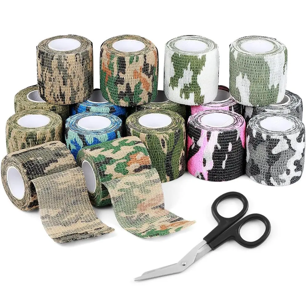 16 Rolls Self Adhesive Wrap Athletic Tape Gauze and 1 scissors,Medical Bandage,Breathable Elastic Cohesive Bandage for Sports Injury & Pet