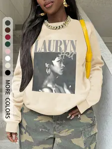 Women's Lauryn Print Pullover Knit Sweatshirt, Long Sleeve, Knitwear, Casual Loose-Fit Design, Comfortable & Stylish for Daily Wear, Perfect for Fall Winter Seasons