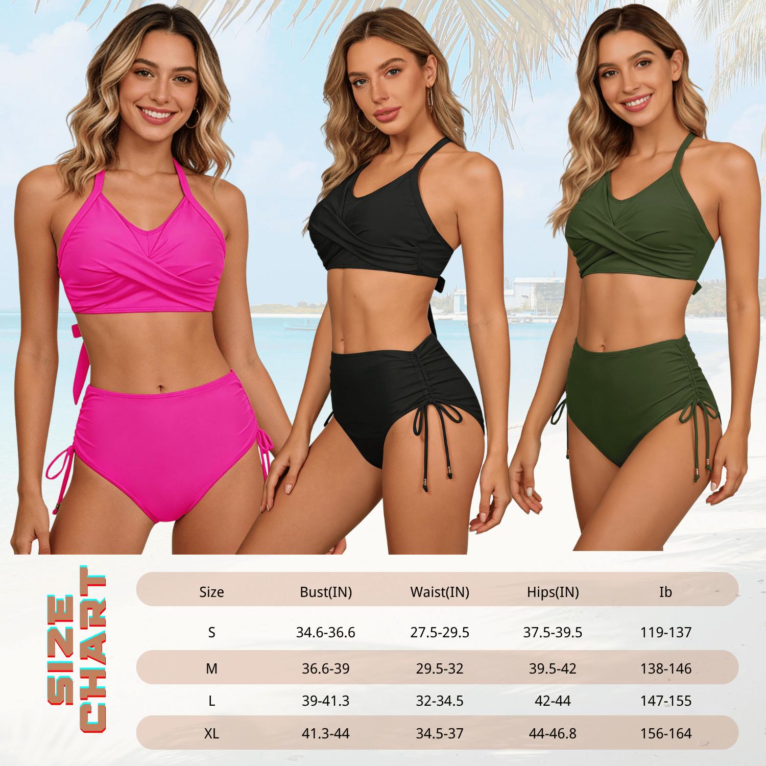 Women's 2 Pieces Crisscross Back Bikini Set with Removable Pads Drawstring Ruched Swimsuit for Beach Pool