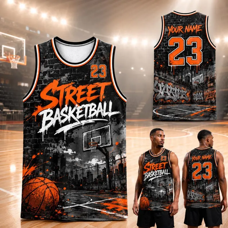 Personalized Street Basketball Jersey, Custom Name Number Urban Hoops Sports Shirt