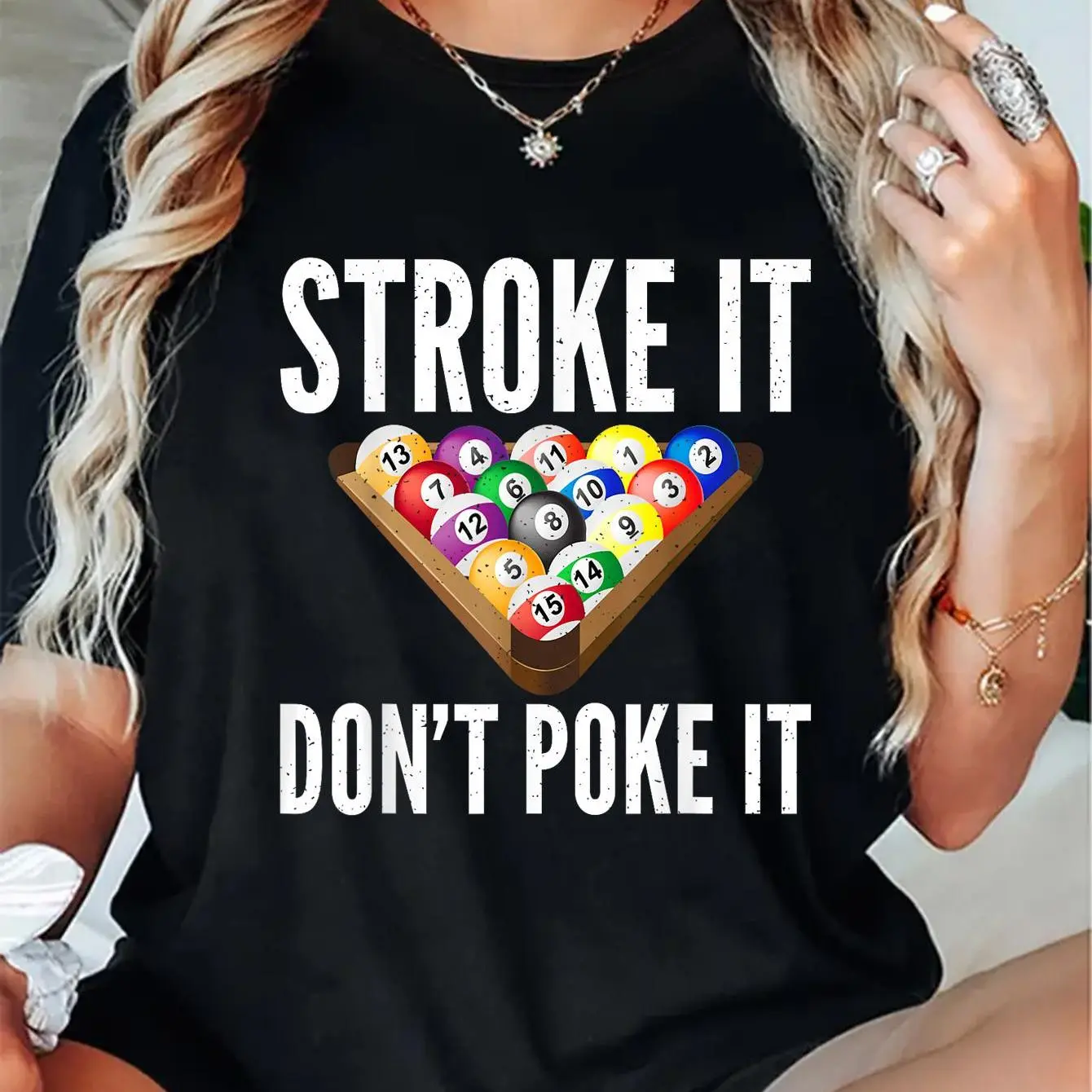 100% Cotton Billiards Gifts & Accessories Stroke it Dont Poke it Pool Billiards T-Shirt Shirt