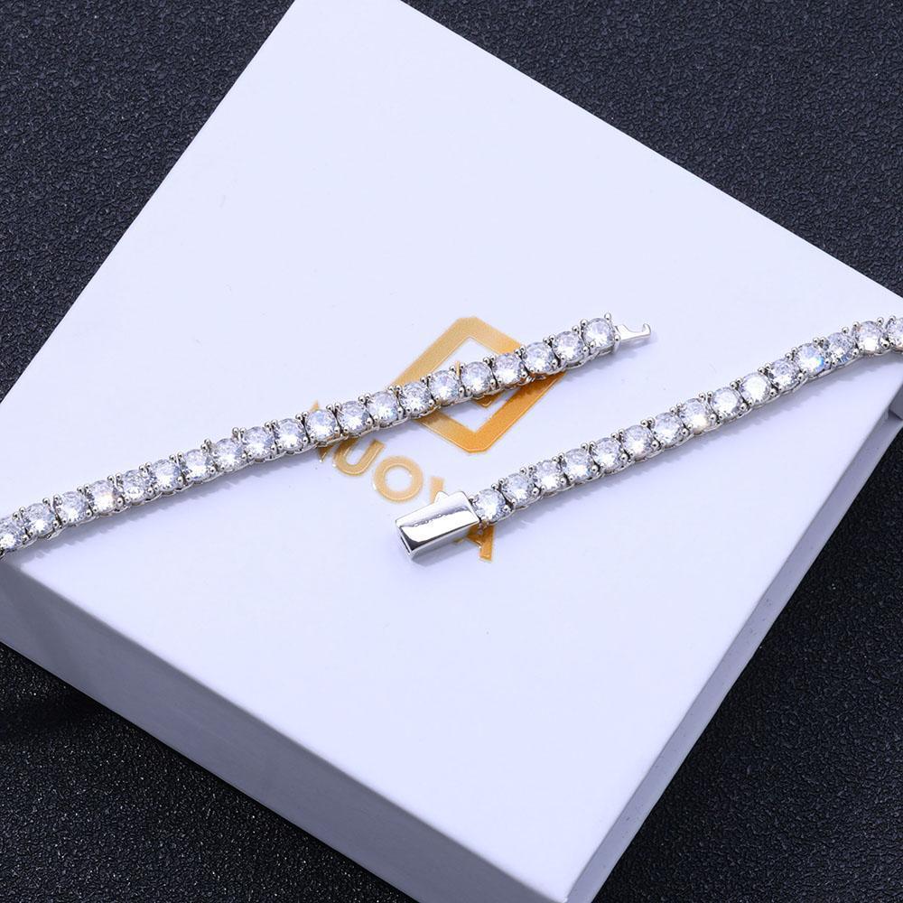3mm 4mm 5mm Iced Out VVS Moissanite Diamond Tennis Chain 925 Sterling Silver Customized Fine Jewelry Wholesale Prices
