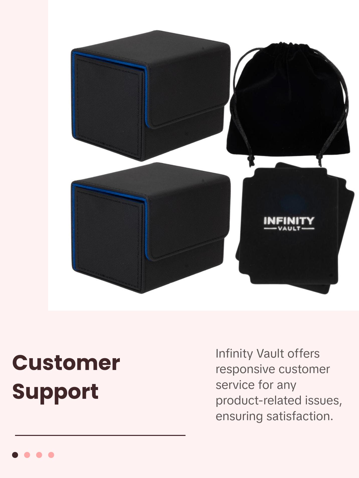 Infinity Vault 2-Pack Durable 100 Card Deck Boxes - MTG Commander Friendly - Protect 200+ Double Sleeved Cards - Sidewinder Deck Boxes (Blue Interior)