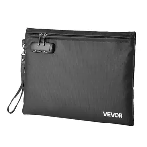VEVOR Fireproof Document Bag, 1832 Heat Insulated Fireproof Waterproof Bag with Lock, Portable File Storage Security Organizer Home Office Travel Use, for Passports, Important Documents Files