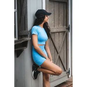 Power Blue High-Rise Compression Shorts