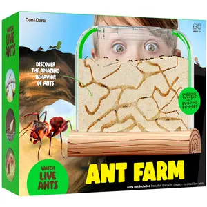 Dan&Darci Interactive Ant Farm Kit Clear Habitat for Kids to Observe Ant Behavior & Colony Growth 9 x 7 x 2 in Toyset