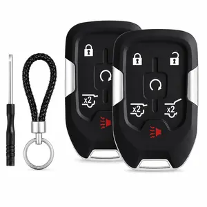 6 Button Key Fob Shell Replacement,  2PCS, Fits for Chevy Suburban Tahoe GMC Yukon XL Denali HYQ1AA 2015 2016 2017 2018 2019 2020 Keyless Entry Remote Control Smart Car Key Fob Case Cover