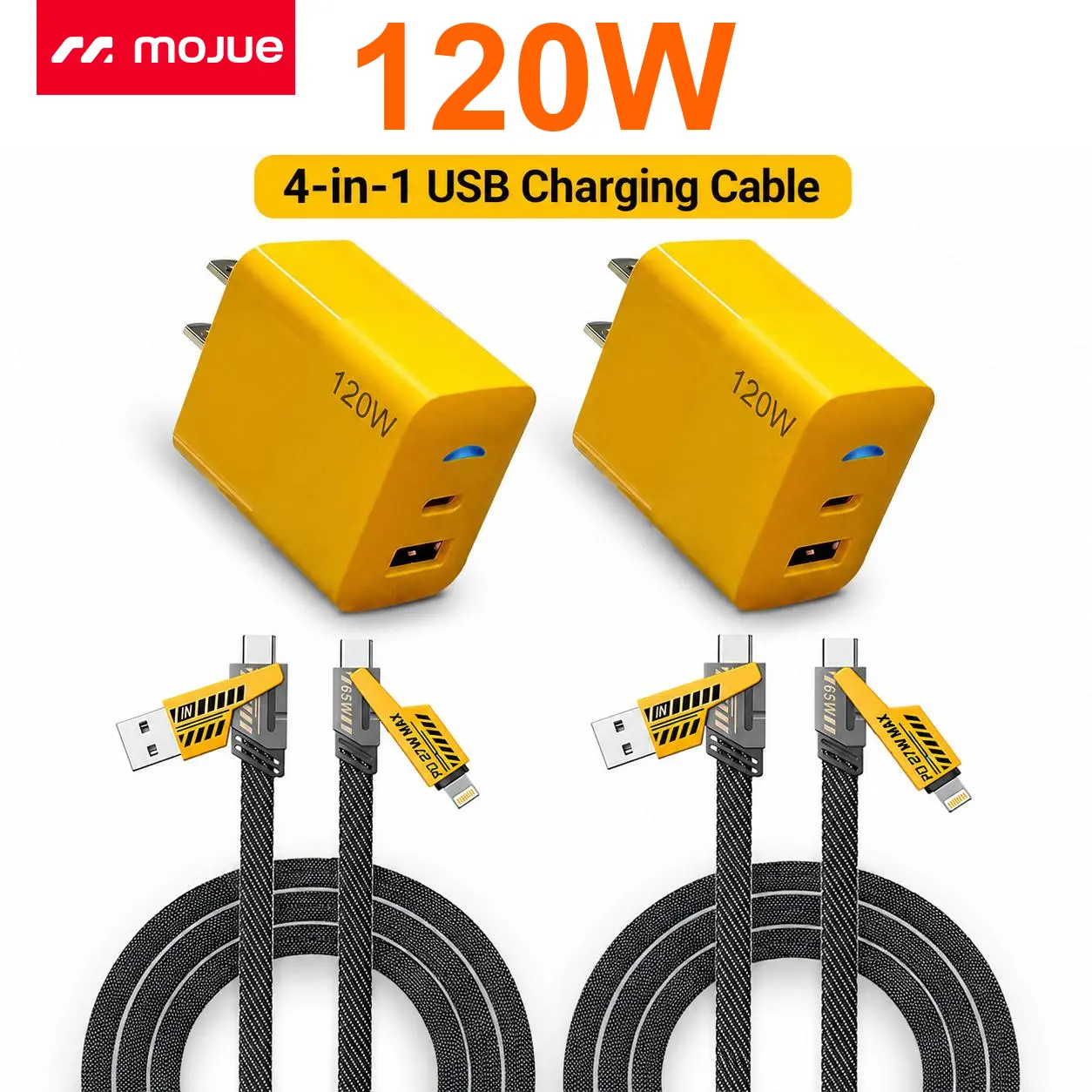 4-in-1 USB Charging Cable, 5FT fast charging MAX 120W USB A+ TYPE C +Multi functional aluminum alloy 120W suitable for iPhone 17/16/15/14 Samsung Galaxy, Android Phones & Tablets iPad Pro