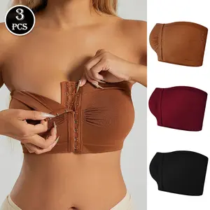 3 Pcs High-Elasticity Strapless Bandeau Bras -Soft Comfortable, No Underwire,Seamless Design Womenswear Basic Everyday bras Comfort Seamless Bra for All Seasons,Plus Size Womenswear Bridal Minimalist