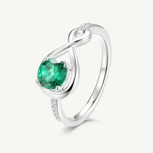 Elegant Infinite Embrace Emerald Promise Ring - Fashionable Costume Jewelry Accessory