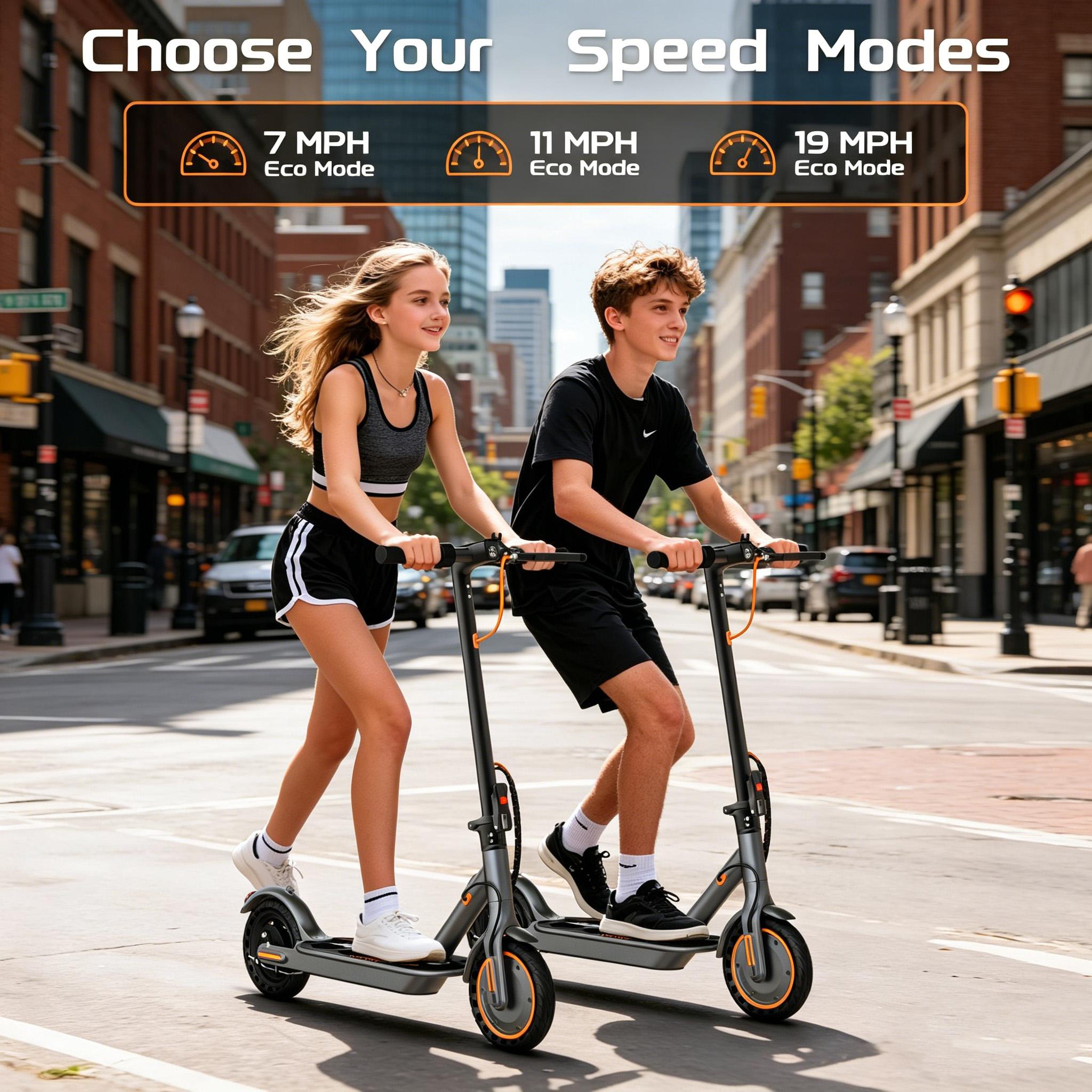 B 2026 Trending Orange Foldable E-Scooter | 350W Electric Scooter for Kids Teens Boys Girls | Dual Brakes 8.5" Solid Tires 15° Climb | Safe Outdoor Adventure Great Gift