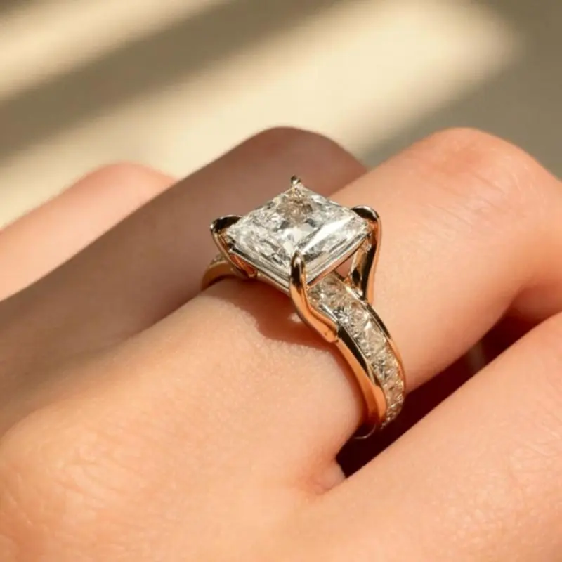1PC classic single-cut  stone inlaid ring, featuring a minimalist and elegant style, with delicate claw setting for stability and brilliance, suitable for women to wear during romantic occasions such as proposal and anniversary