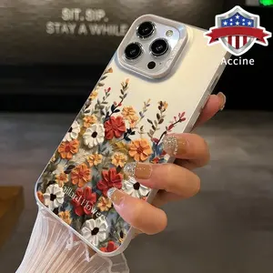 Vintage oil painting flowers Pattern Phone Case for iPhone 15 16 14 Pro Max 13 12 11 XR XS Plus E Shockproof Drop Protection Durable PC Smartphone Cover Cellphone Protective Casing