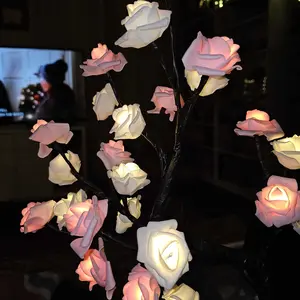 Rose-shaped tree night light, USB-powered, desktop lamp, bedroom lighting, holiday decorative lights, interior decor, Valentine's Day gift, home decor, decorative lamp