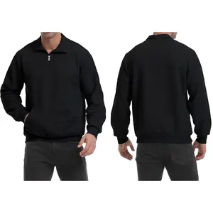 Men s Quarter Zip Sweatshirt with Stand Collar and Loose Fit Long Sleeve Pullover for Fall Warm Shirt Top for Men