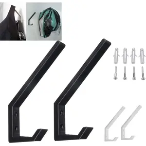 Helmet Holder 2pcs Helmet Holder Hook Jacket Bags Wall Mount Cloth Display Rack Hanger (Black)