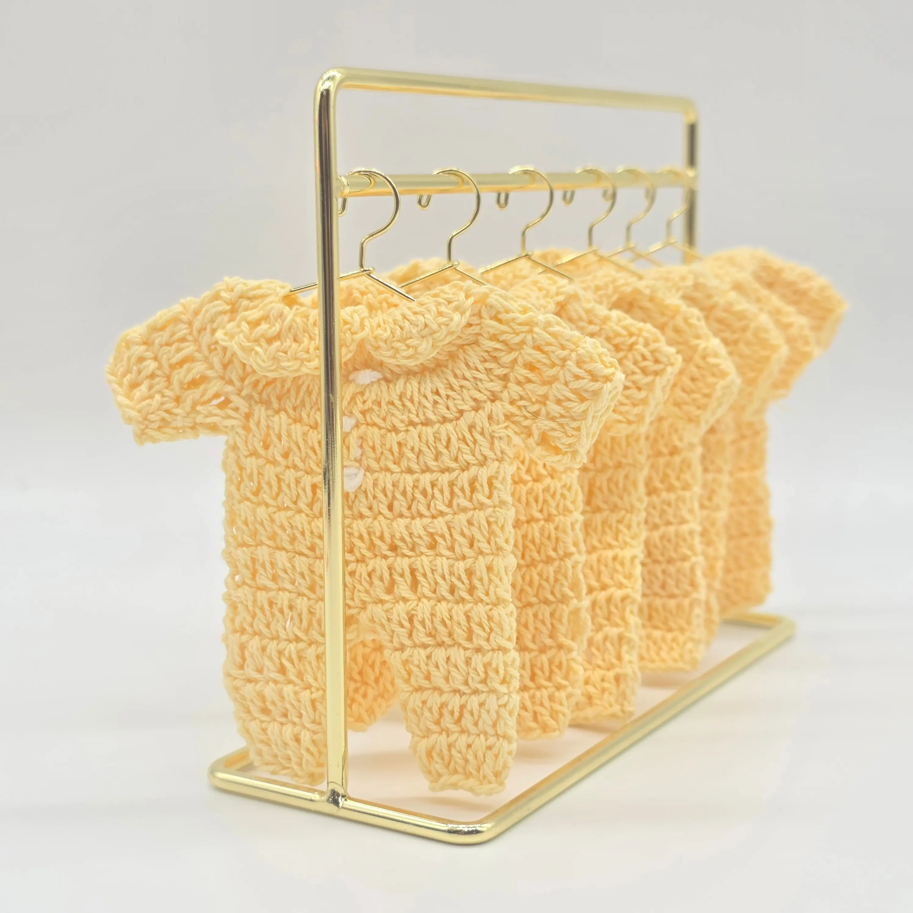 Mini Crochet Yellow Onesies - Perfect Party Favors & Party Gifts for Baby Showers | Handmade Tiny Clothes Set of 6