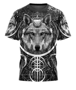 Men's spring and summer T-shirt, Viking series printed short sleeve, loose casual sports T-shirt, versatile top