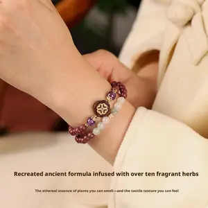 New Oriental Colorful Fragrance Combined Incense Bracelet, Ancient Incense Making, Intangible Cultural Heritage Craftsmanship, Original Design, Double-Row Incense Bead Bracelet, Healing Yoga, Stress Relief at Work, Festival GiftNew Oriental Colorful Fragr