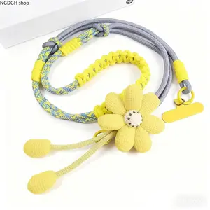 Cute Yellow Flower Paracord Bracelet - Trendy Gray Yellow Blue Braided Rope Wristlet with Big Daisy Charm & Adjustable Knots, Soft Lightweight Durable Design, Perfect for Summer Beach Daily Wear Vacation & Stylish Accessory