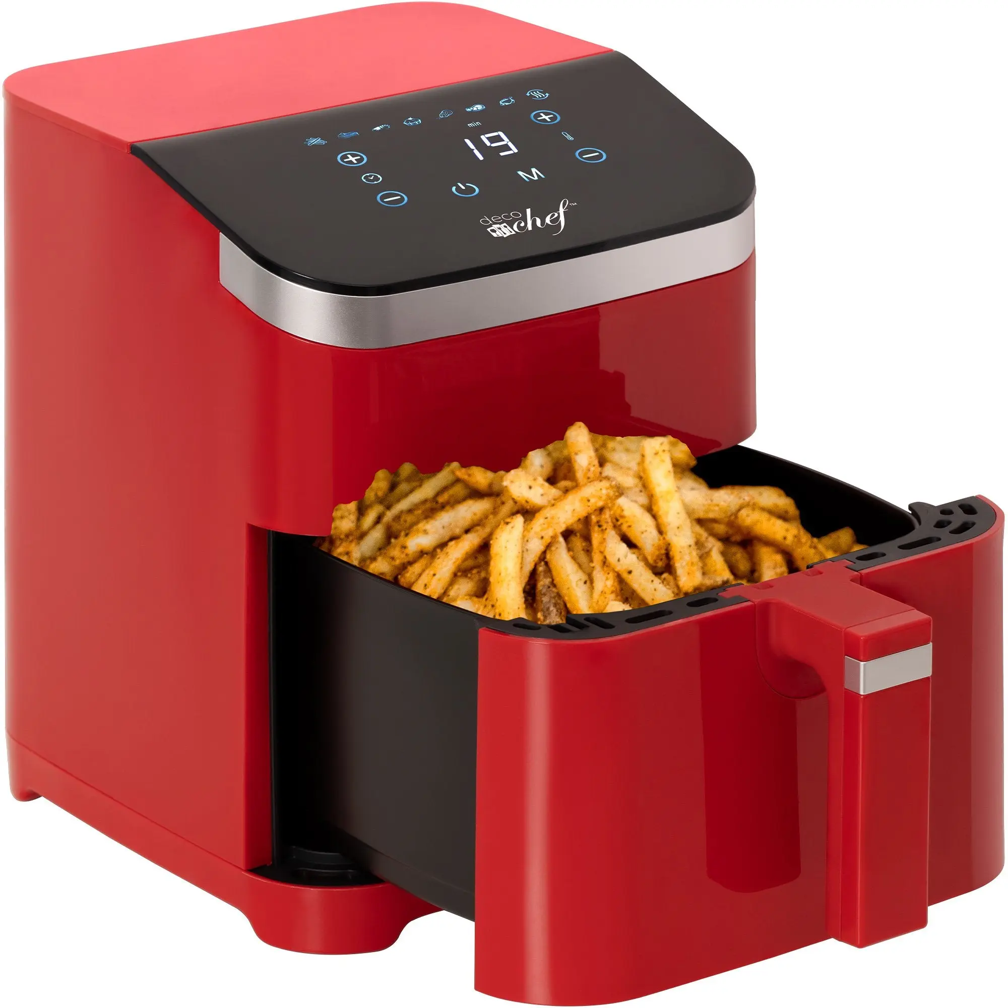 Deco Chef 5.8QT Air Fryer, Digital Touch Controls, 8 Smart Cooking Programs, Recipes, Red Deco Chef 5.8QT Air Fryer, Digital Touch Controls, 8 Smart Cooking Programs, Recipes, Red
