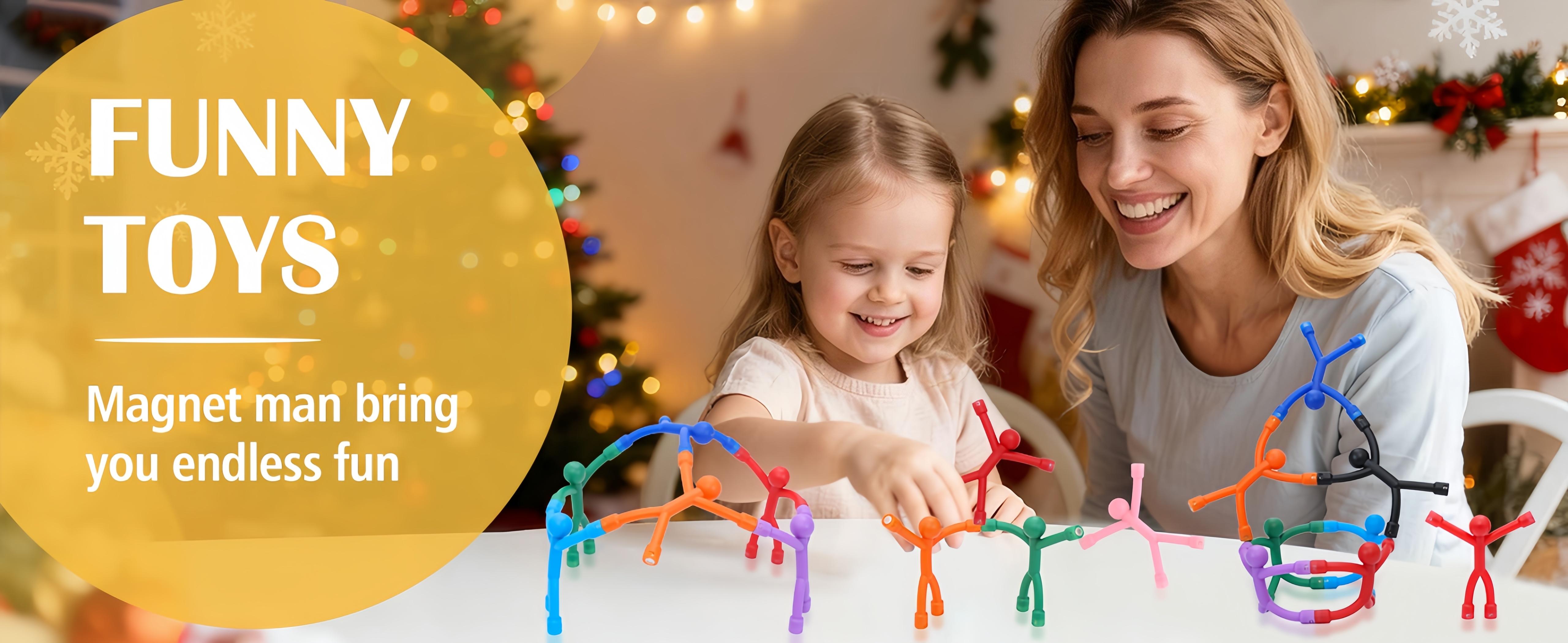10/20 Pack Magnetic Figures for Kids – Bendy Silicone Fidget People with Magnets in Hands & Feet, One-Piece Molded Design, Travel Toys for Car Airplane Restaurant, ADHD & Anxiety Relief, Easter Basket Gifts for Boys Girls Ages 3+
