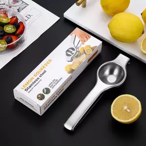 Kitchen Metal Stainless Steel Lemon Squeezer - Sturdy Max Extraction Hand Juicer Lemon Squeezer Gets Every Last Drop - Easy to Clean Manual Citrus Juicer - Easy-Use Lemon Juicer Squeezer