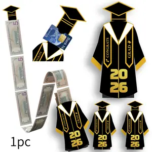 1pc DIY Black And Gold Graduation Gown Money Card - Creative Graduation Party Decoration Gift Box, Graduation Party Supplies, Perfect Graduation Gift Idea, Cash Gift, Surprise Gifts, Graduation Ceremony Occasion