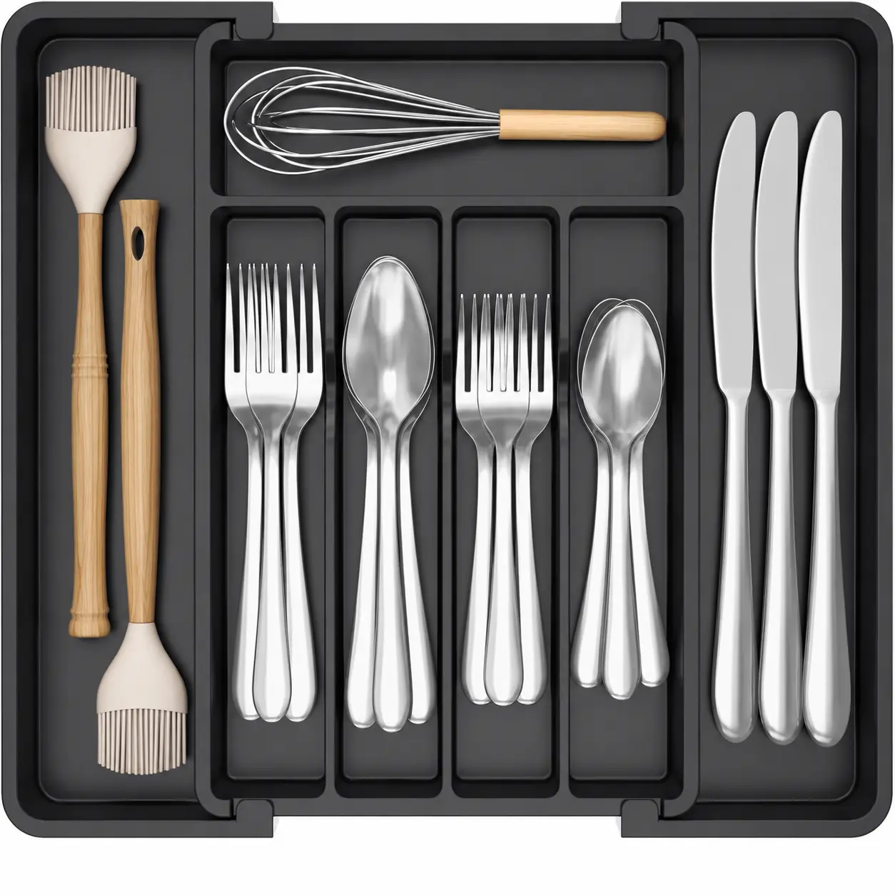 Expandable Silverware Organizer for Kitchen Drawer – BPA-Free Utensil Tray & Cutlery Holder for Spoons, Forks, Knives & Kitchen Storage