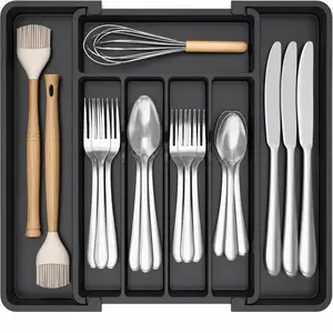 Expandable Silverware Organizer for Kitchen Drawer – BPA-Free Utensil Tray & Cutlery Holder for Spoons, Forks, Knives & Kitchen Storage