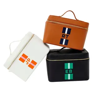 Stripe Leather Train Case
