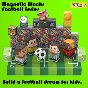 Magnetic Blocks Puzzle Toy, Magnetic Building Cubes, Football Series World Building Set, Creative Stress Relief Educational Gift for Kids