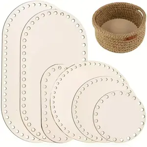 Set of 6 Wooden Crochet Basket Bottoms, Ideal for DIY Hand Woven Basket Weaving & Craft Projects, Durable Wood Material, Perfect for Handmade Crafts