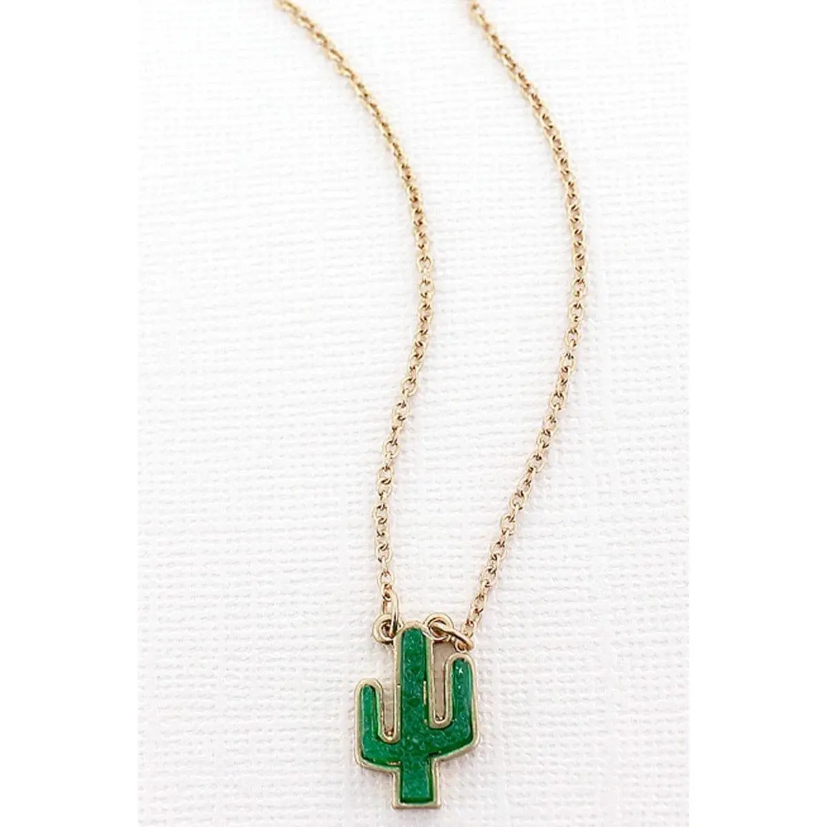 Green Druzy cactus necklace