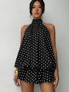 Women's Summer Fashion Party Halter Tie Backless Mini Dress, Slimming and Elegant Sleeveless Short Skirt, Casual and Stylish