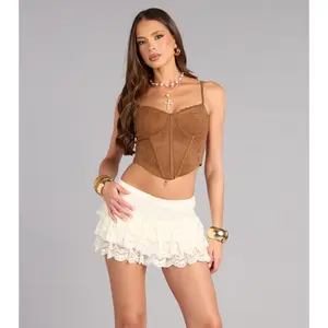 Desert Flirt Faux Suede Corset Top