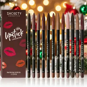 SHCOETY Cosmetics 12pc Matte Lip Liner Kit Waterproof Longwear Easy to Use Bold Nude Shades for Daily Party Glossy Cosmetic Gift for Her