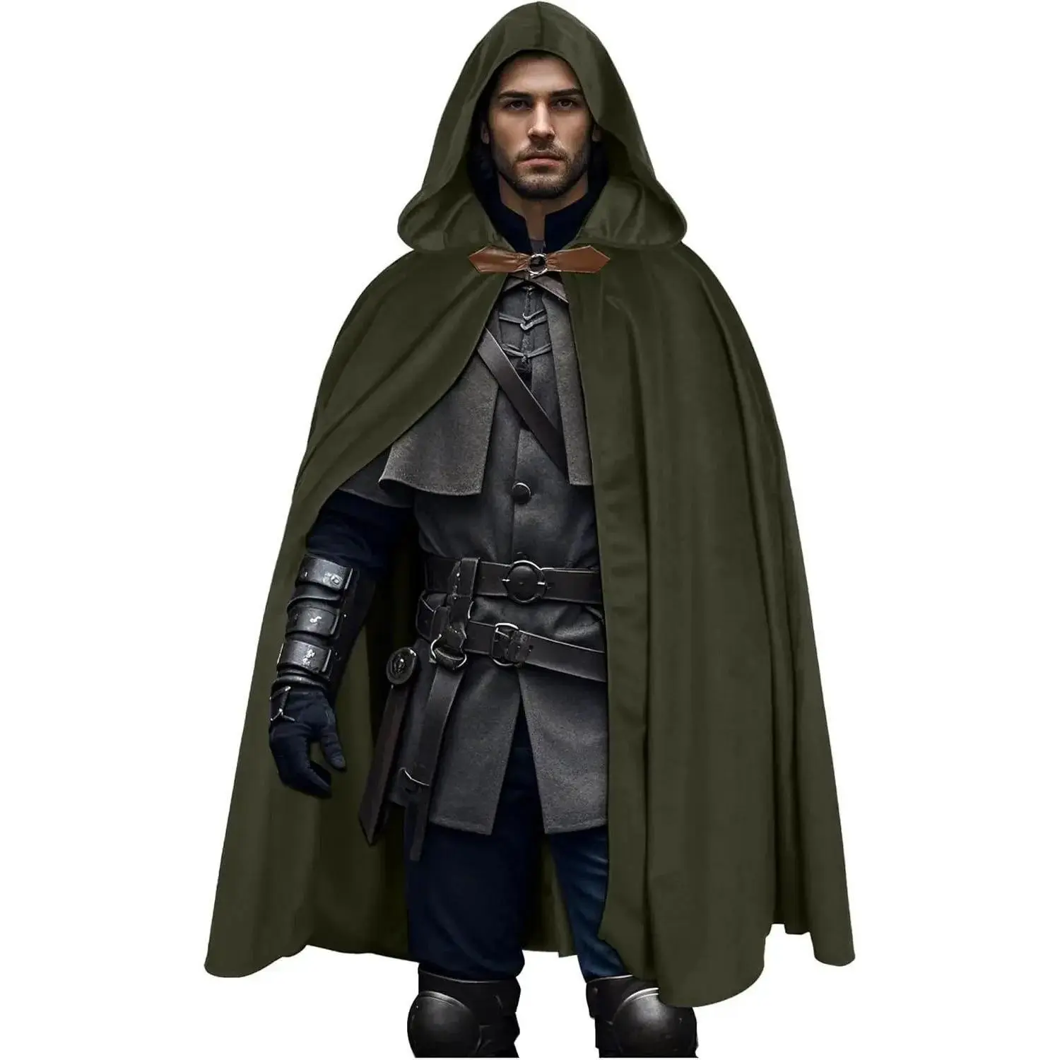 FashionMedieval Velvet Hooded Cloak - Renaissance Cape with Hood Vintage Capelet Halloween Sorcerer Costume
