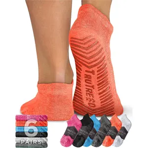 Pilates Socks with Grips for Women and Men - 6 Pairs Unisex Yoga Socks  TruTread