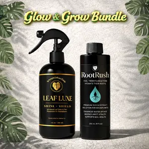 Glow & Grow Plant Care Bundle | Leaf Luxe 16 oz & RootRush 8 oz Houseplant Fertilizer for Healthy Roots & Glowing Leaves
