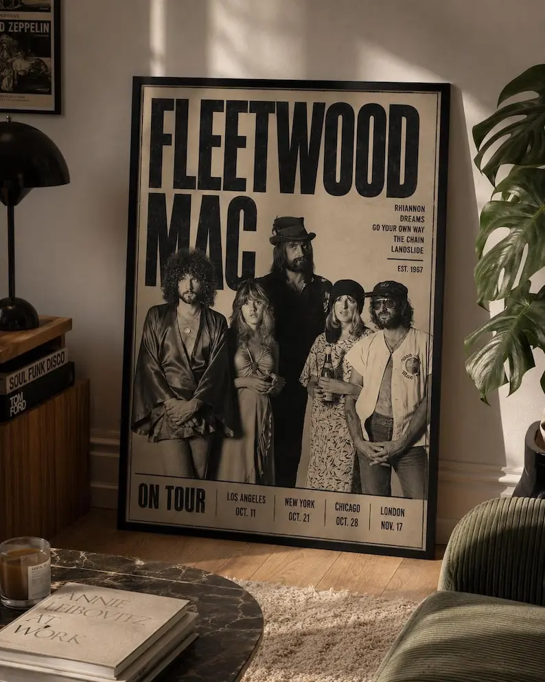 Fleetwood Mac Poster, Vintage Music Print, Retro Band Wall Art, Rumours Inspired Decor, Rock Music Gift