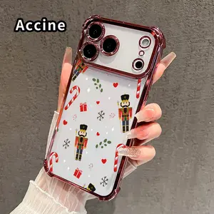 Phone Case for iPhone 17 16 Pro Max 15 Plus 14 13 12 11 E Air Nutcracker Delight Pattern Premium Plated Cover Casing Clear Protective Four Corners Air Cushion Anti-drop