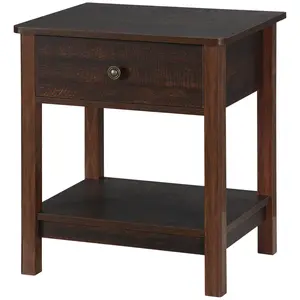 End Table With Drawer 2 Tier End Table With 1 Drawer And Open Shelf Farmhouse Style Raised Base Keeps Items Dry For Bedroom Or Hallway
