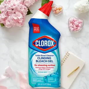Clorox Ocean Mist Toilet Bowl Cleaner 24fl oz - Toilet Bowl Cleaner, Ocean Mist Scent, 24fl oz, Clinging Bleach Gel, for Toilet Cleaning, Easy to Use