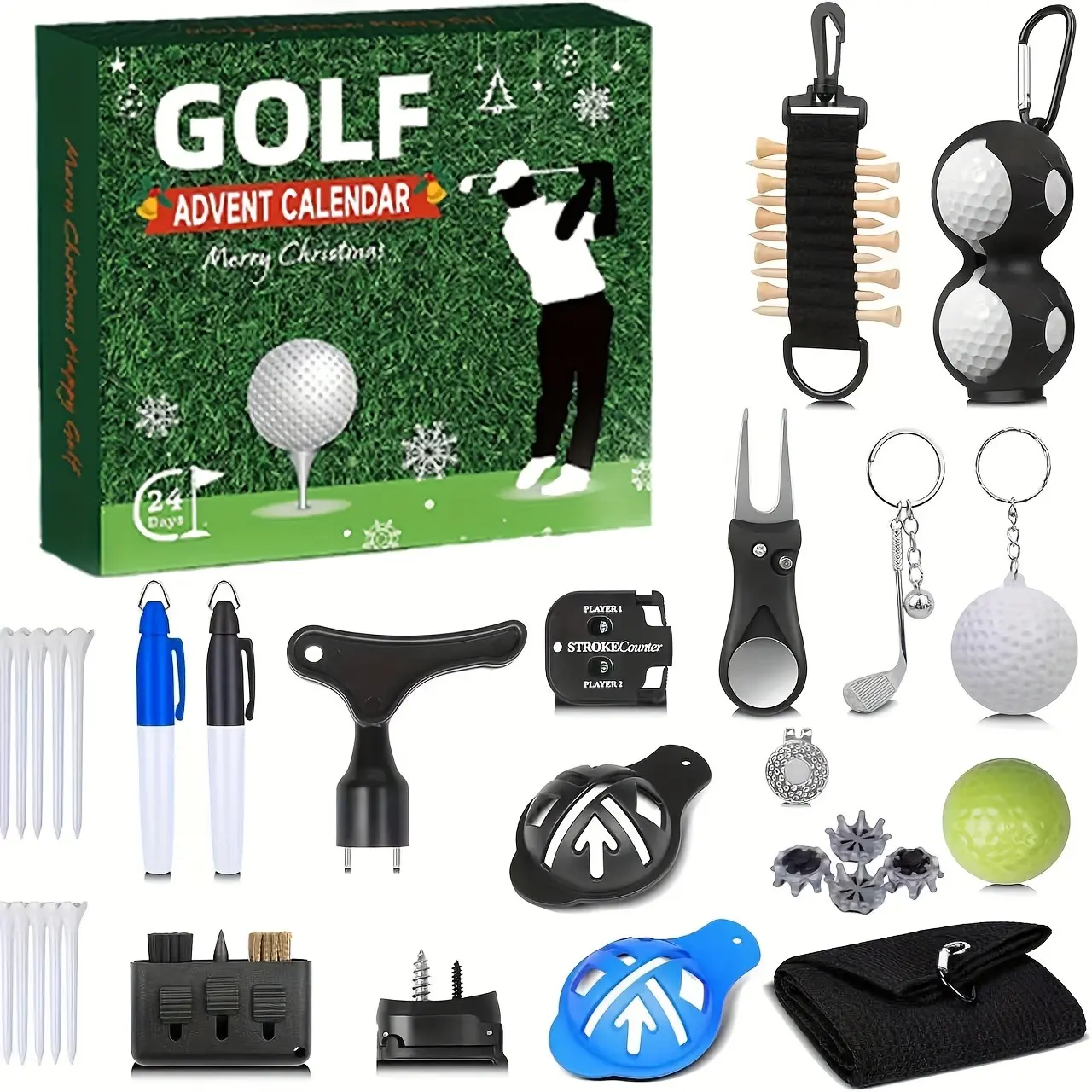 Golf Countdown Calendar for Men Teen Boys, 24 Days Christmas Advent Calendar for Dad Husband Boyfriend, Perfect Holiday Gift Includes Golf Balls Markers