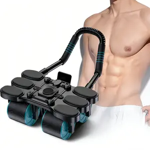 Abdominal Trainer, 4-Wheel Automatic Rebound Ab Wheel Roller with Elbow Support, Ab Exercise Equipment with Phone Holder, Home Gym Abs Machine, Abdominal Training Equipment, New Year Gift